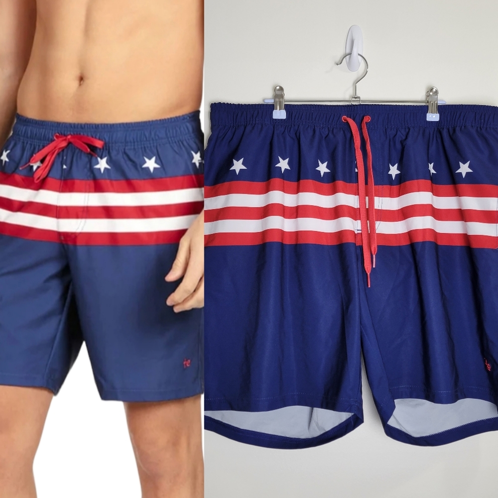 Tipsyelves Old Glory US Flag Strech Swim Trunks Size 3XL